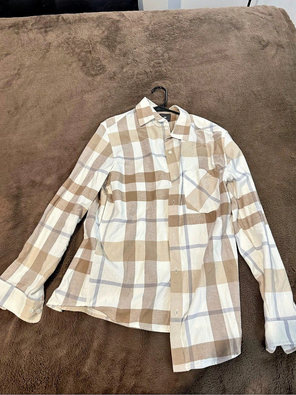H&M Plaid Button Down in Brown & White Like New